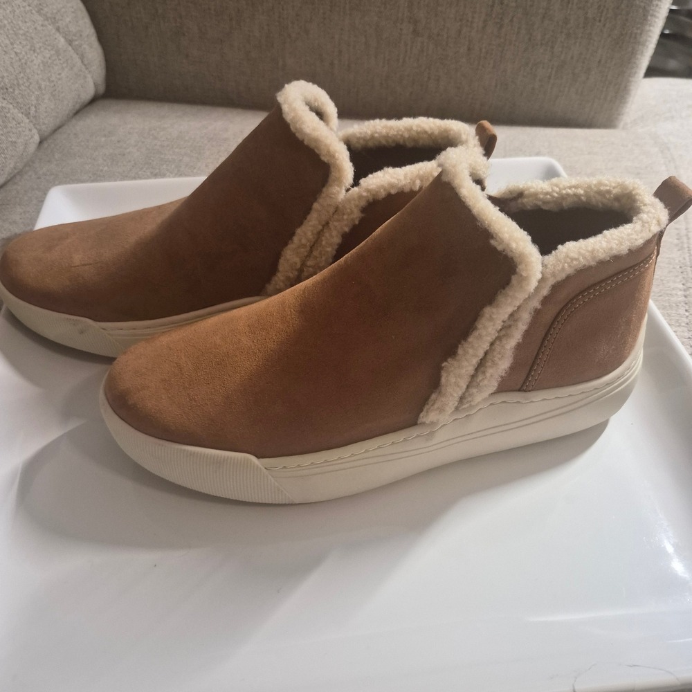 Dr. Scholls Nova High Top Slip On Sneaker Brown Faux Shearling Bootie 9.5M